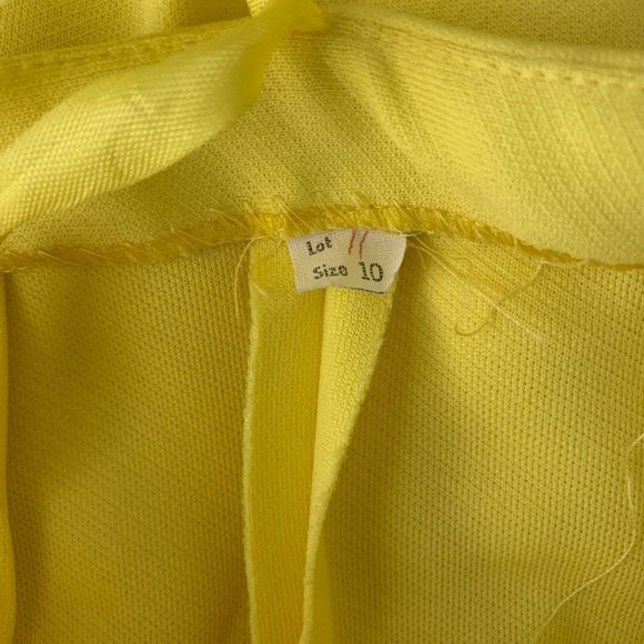 Vintage 60s 2 Piece Stretch Knit Pant Set S Yellow High Neck Pockets Zipper - Picture 13 of 13